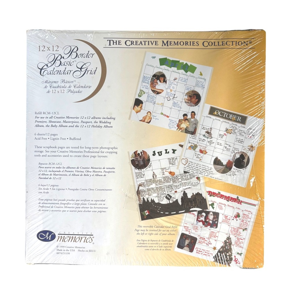 CALENDAR PAGES Creative Memories Scrapbook Pages Original 12x12 NEW NWT White